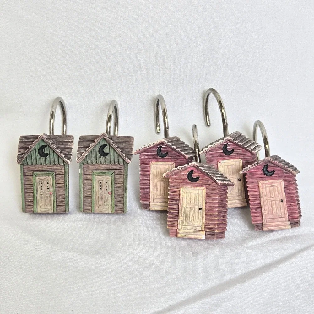 Linda Spivey Rustic Country Outhouse Shower Curtain Hooks Set of 6 Resin Metal
